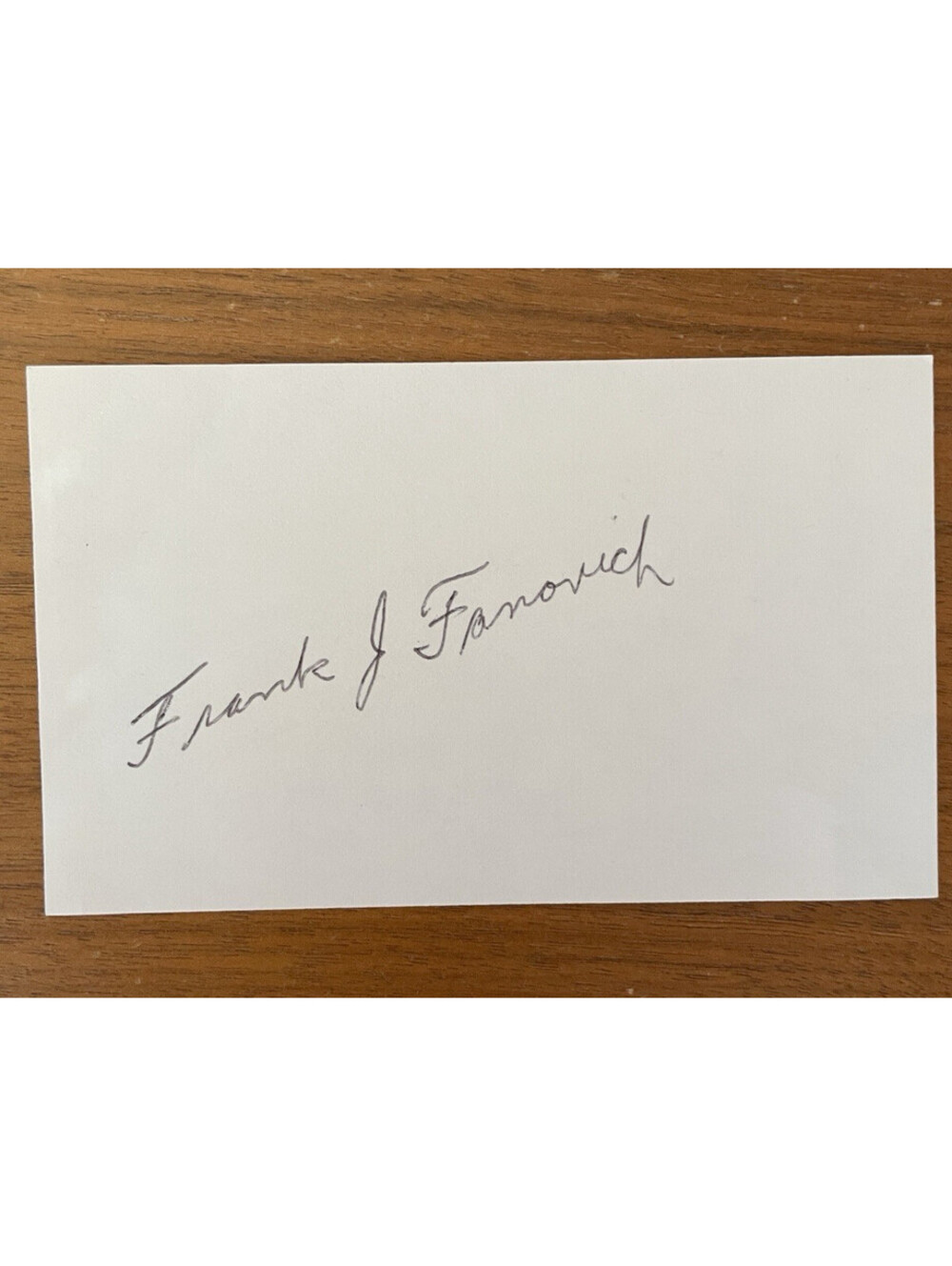 Frank Fanovich Baseball Player Auto Signed Index Card